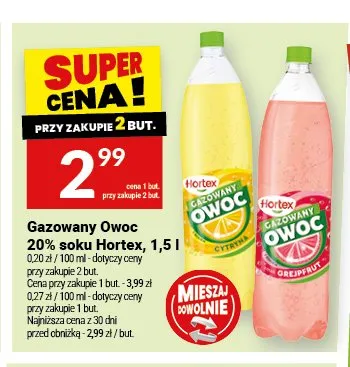 Gazowany Owoc Hortex cytryna 20% soku promocja w Twój Market