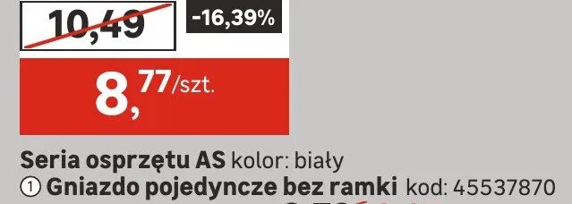Gniazdo pojedyncze bez ramki kolor: biały promocja w Leroy Merlin