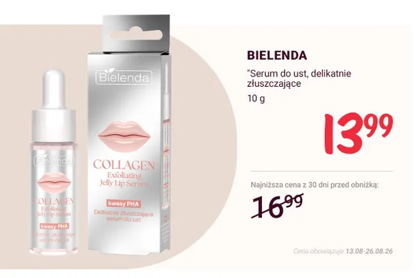 Serum do ust delikatnie złuszczające Bielenda Collagen promocja w Rossmann