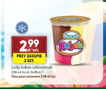 Lody kubek czterosmak Koral promocja w Avita