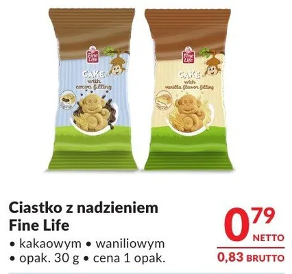 Ciastko z nadzieniem Fine Life kakaowym waniliowym promocja w Makro