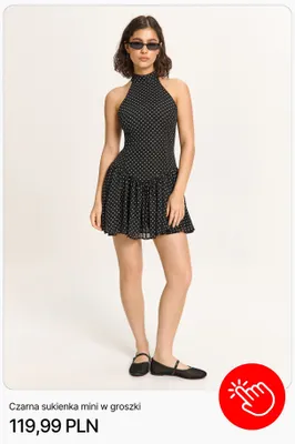 Sukienka mini Cropp czarna w groszki promocja w Cropp