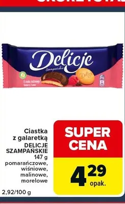 Ciastka z galaretką Delicje Szampańskie pomarańczowe promocja w Globi