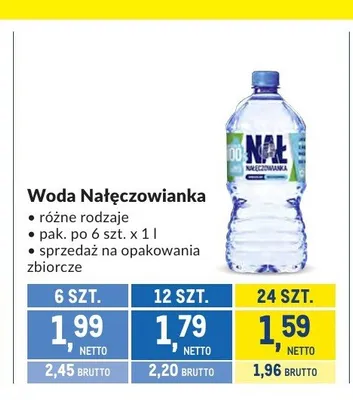 Woda Nałęczowianka 6-pak 1 l promocja w Makro