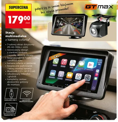 Stacja multimedialna z kamerą cofania GT max promocja w Biedronka