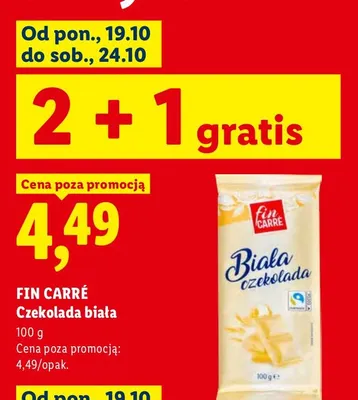 Czekolada biała Fin Carré promocja w Lidl