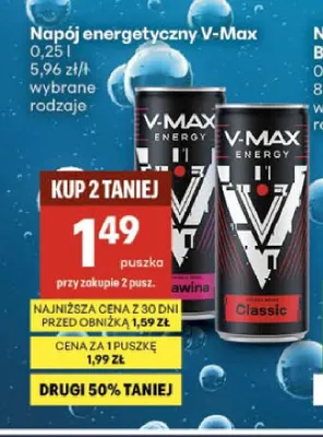 Napój energetyczny V-Max promocja w Delikatesy Centrum