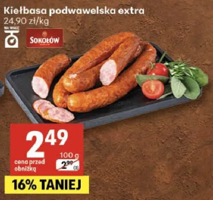 Kiełbasa podwawelska extra promocja w Delikatesy Centrum