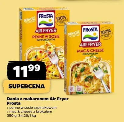 Danie z makaronem Air Fryer Frosta penne w sosie szpinakowym promocja w Netto