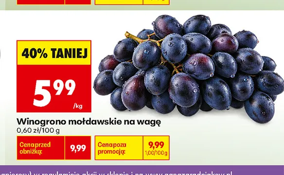 Winogrona na wagę promocja w Biedronka