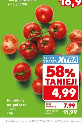 Pomidory na gałązce luzem promocja w Kaufland