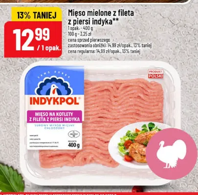 Mięso mielone z fileta z piersi indyka Indykpol promocja w POLOmarket