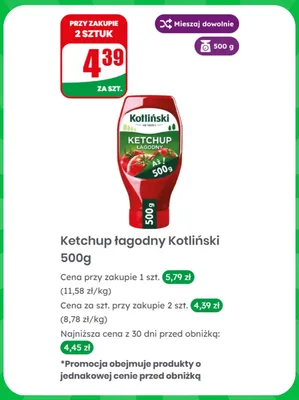 Ketchup łagodny Kotliński promocja w Dino