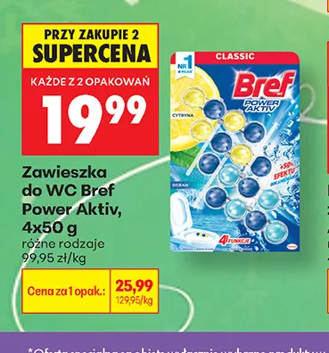 Zawieszka do WC Bref Power Aktiv 4-pak promocja w Biedronka