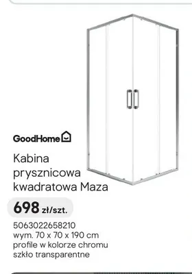 Kabina prysznicowa kwadratowa GoodHome Maza 70x70x190 cm chrom promocja w Castorama
