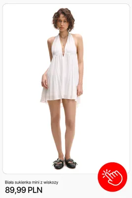 Sukienka damska biała mini z wiskozy Cropp promocja w Cropp