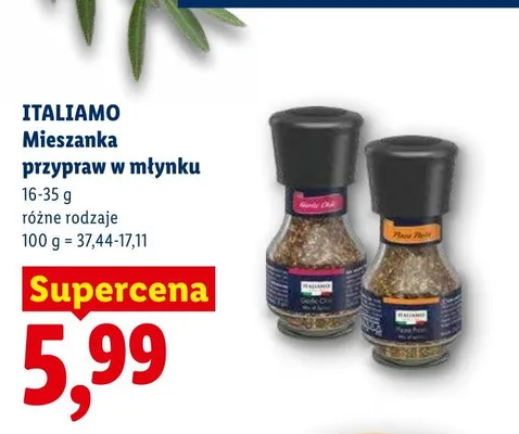 Mieszanka przypraw w młynku Garlic Chili ITALIAMO 16-35g promocja w Lidl