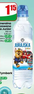 Woda mineralna niegazowana Jurajska Junior promocja w Dino