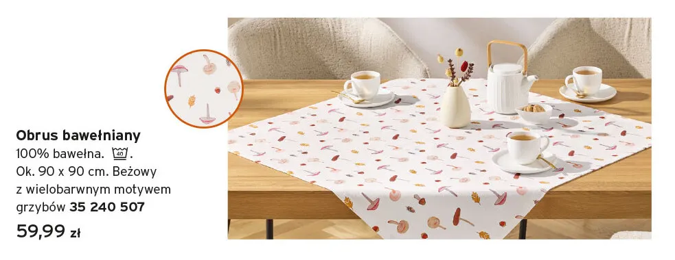 Obrus bawełniany 90x90 cm promocja w Tchibo