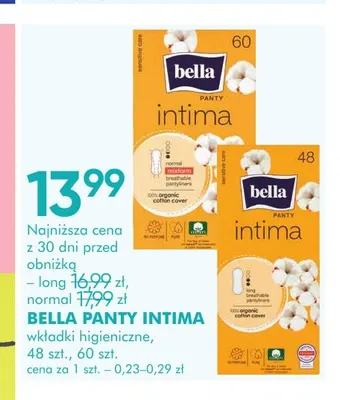 Wkładki higieniczne Panty Intima long Bella promocja w Super-Pharm