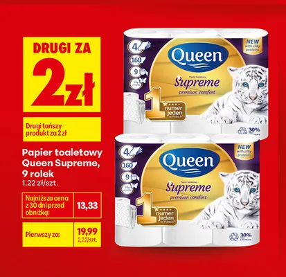 Papier toaletowy Queen Supreme 9-pak promocja w Biedronka