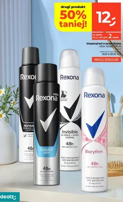 Antyperspirant w sprayu różne rodzaje Rexona promocja w Dealz
