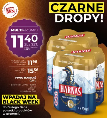 Piwo Harnaś 4-pak 500 ml promocja w Duży Ben