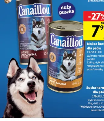 Mokra karma dla psów kawałki z wołowiną w sosie Canaillou promocja w Intermarche