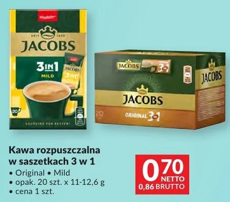Kawa rozpuszczalna w saszetkach 3 w 1 Jacobs promocja w Makro