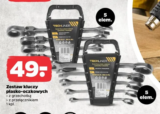 Zestaw kluczy płasko-oczkowych Techliner promocja w Netto