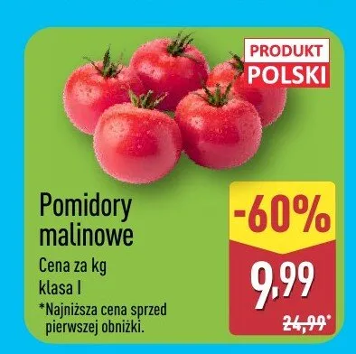 Pomidory malinowe polskie promocja w Aldi