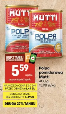 Polpa pomidorowa Mutti promocja w Delikatesy Centrum