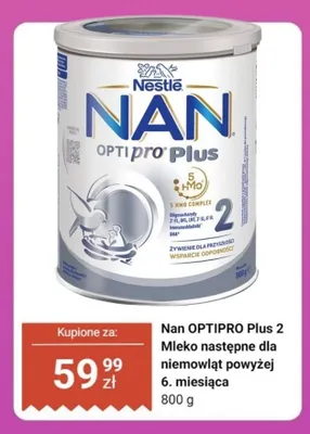 Mleko następne dla niemowląt Nestlé NAN OPTIPRO Plus 2 promocja w Biedronka