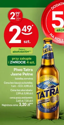 Piwo Tatra Jasne Pełne promocja w Żabka
