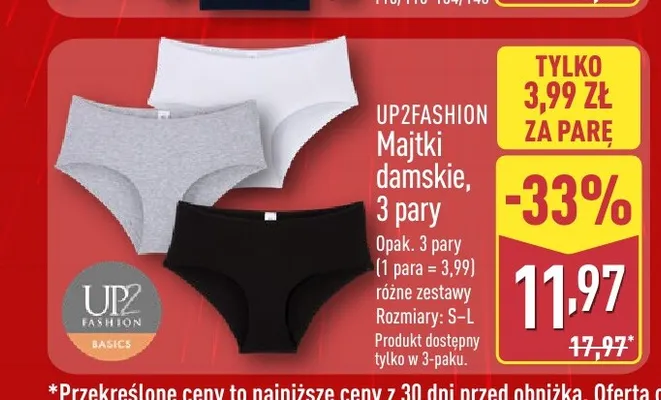 Majtki damskie Up2Fashion 3-pak promocja w Aldi