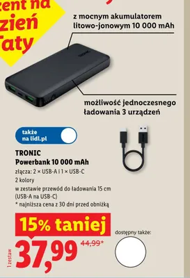 Powerbank 10 000mAh TRONIC promocja w Lidl