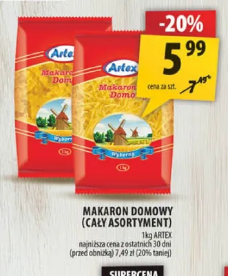Makaron domowy Wyborny Artex promocja w Arhelan