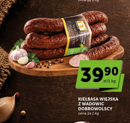 Kiełbasa wiejska z Wadowic Dobrowolscy promocja w Groszek