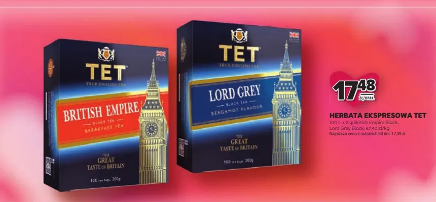 Herbata ekspresowa TET British Empire Black, Lord Grey Black promocja w Stokrotka