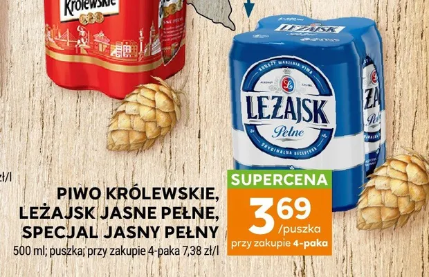 Piwo Królewskie puszka promocja w Stokrotka