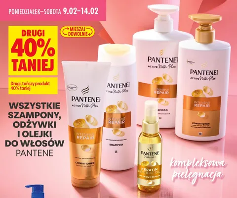 Wszystkie szampony, odżywki i olejki do włosów Pantene DRUGI -40% promocja w Biedronka