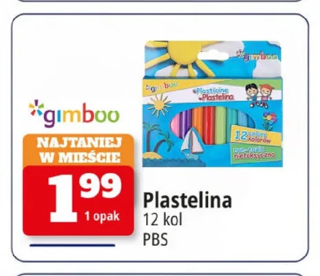 Plastelina 12 kolorów Gimbo promocja w Leclerc