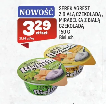 Serek agrest z białą czekoladą Bieluch promocja w Społem Praga