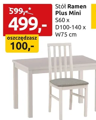 Stół Ramen Plus Mini S60xD100-140xW75cm promocja w Black Red White