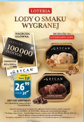 Lody Grycan Czekoladowe promocja w Arhelan