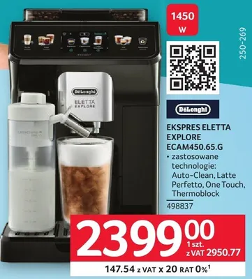 Ekspres Eletta Explore ECAM450.65.G DeLonghi promocja w Selgros