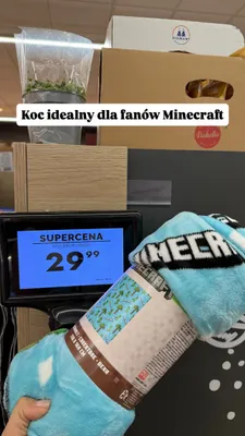Koc flanelowy Minecraft 130x160 cm promocja w Biedronka