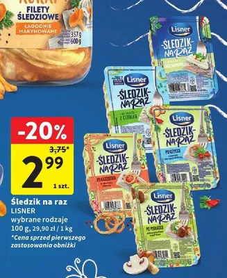 Śledźik na raz Lisner wybrane rodzaje promocja w Intermarche
