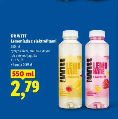 Lemoniada z elektrolitami Dr Witt cytryna-liczi promocja w Lidl