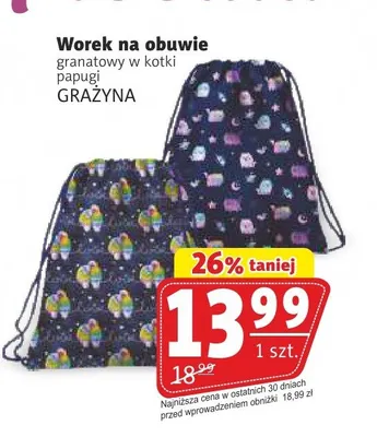Worek na obuwie granatowy w kotki Grażyna promocja w Prim Market